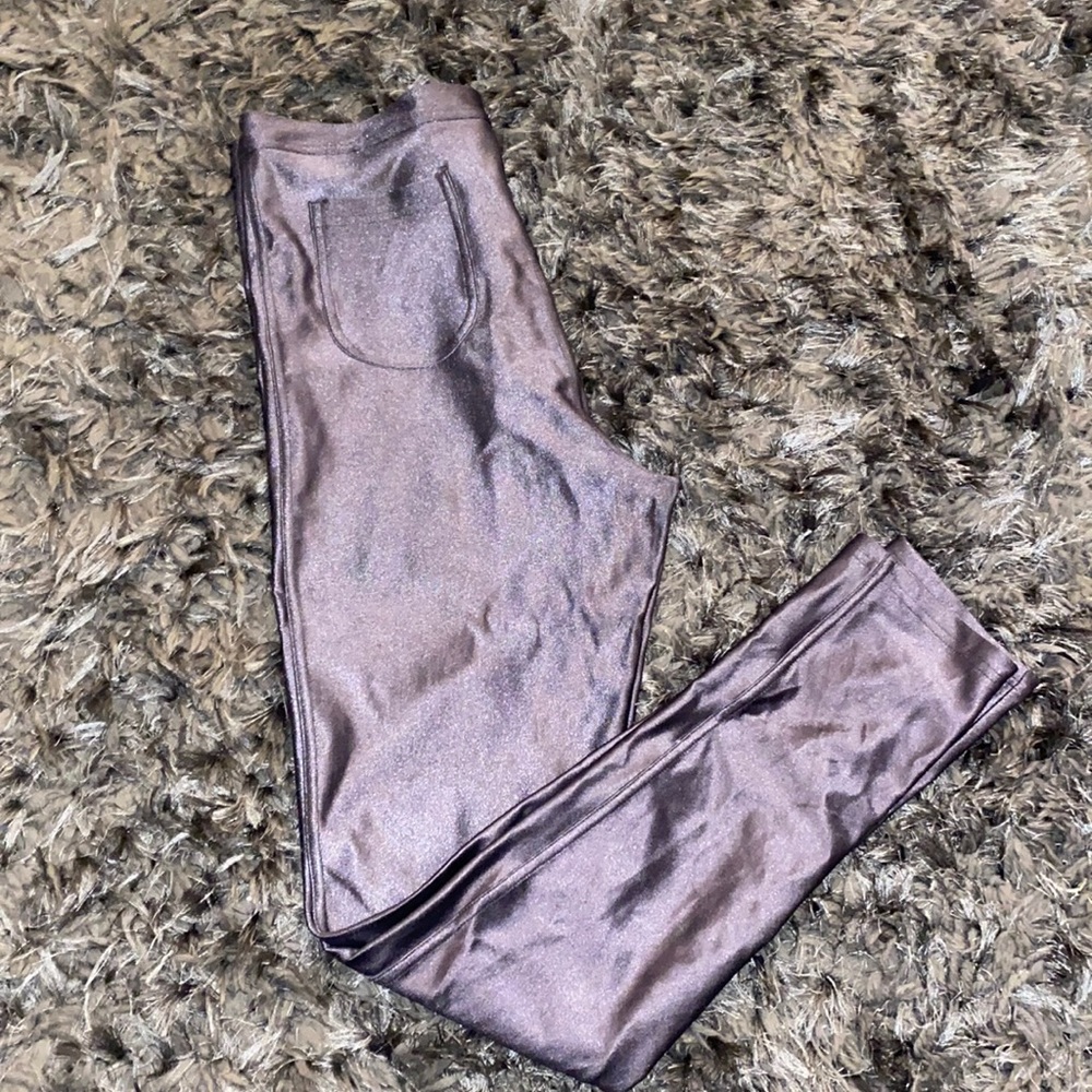 American Apparel Shiny Plum Leggings